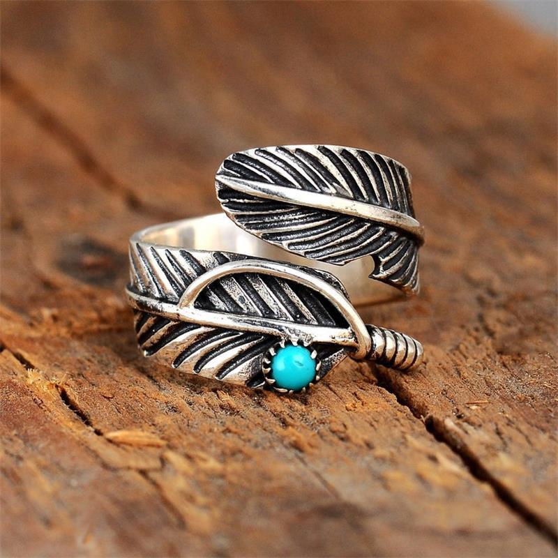 Vintage Turquoise Pria Wanita Cincin Pria Wanita Mode Anti Karat Terbuka Cincin Perhiasan Aksesoris