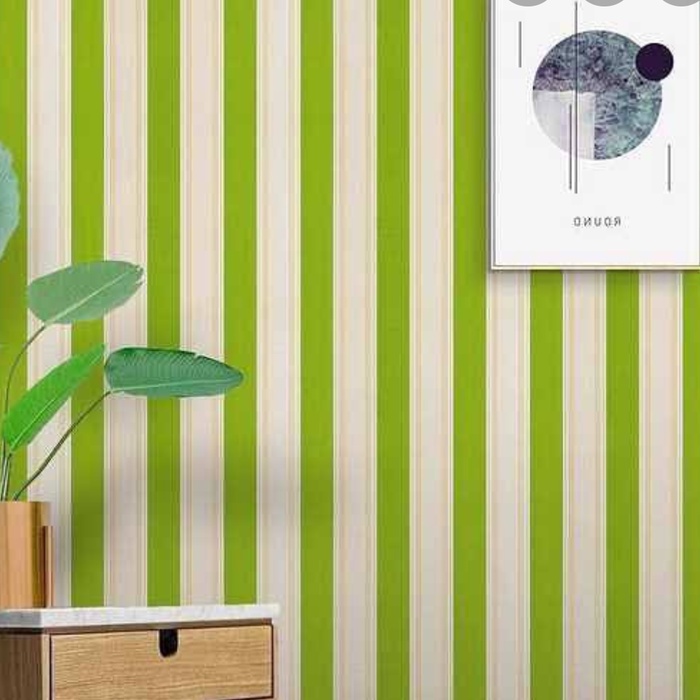 Promo Spesial !! Wallpaper Dinding / Walpaper Stiker Dinding Motif Elegant Salur Hijau Best Seller Premium High Quality Wallstiker Kamar Tidur Ruang Tamu