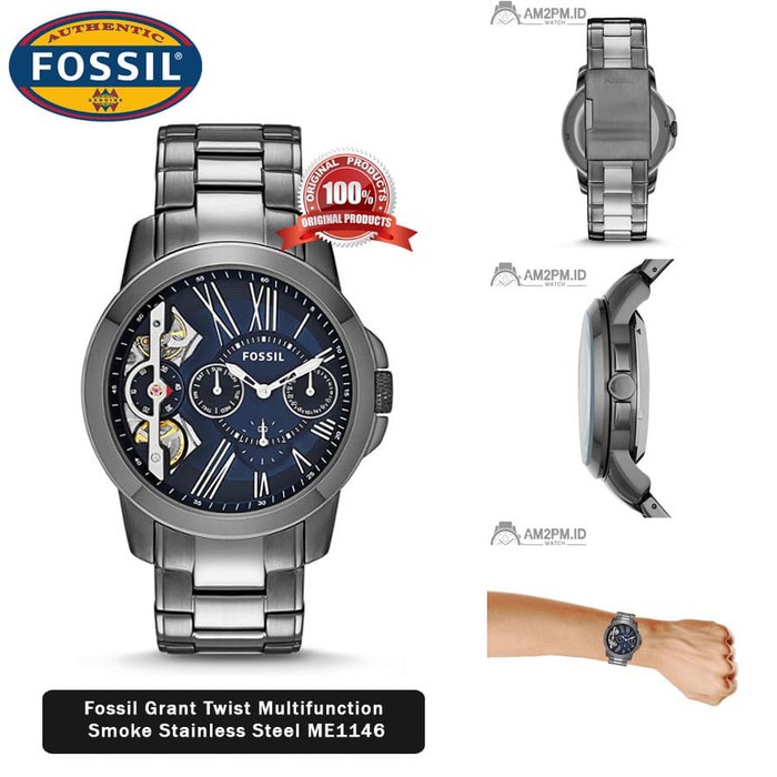 Suplier Fossil Grant Twist Multifunction Smoke Steel ME1146 Original