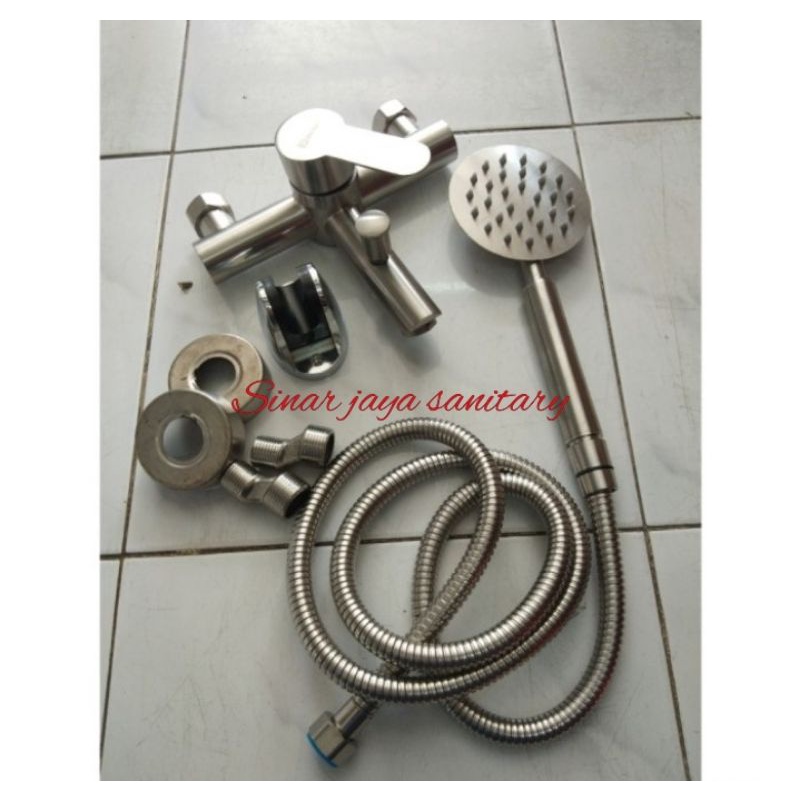 Kran bathtub set panas dingin stainless sus 304 / kran mixer stainless / Kran hand shower stainless murah