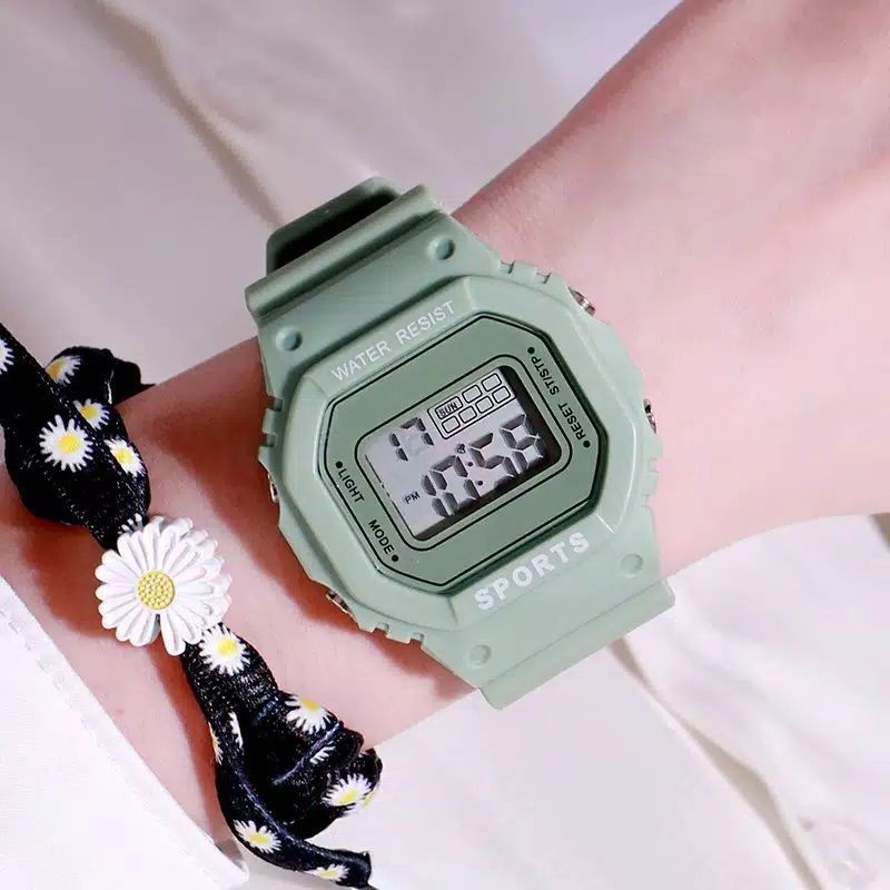 JAM TANGAN RUBBER DIGITAL SEGI DW-5600 GROSIR MURAH KARET SPORT LED PRIA WANITA COUPLE JF052