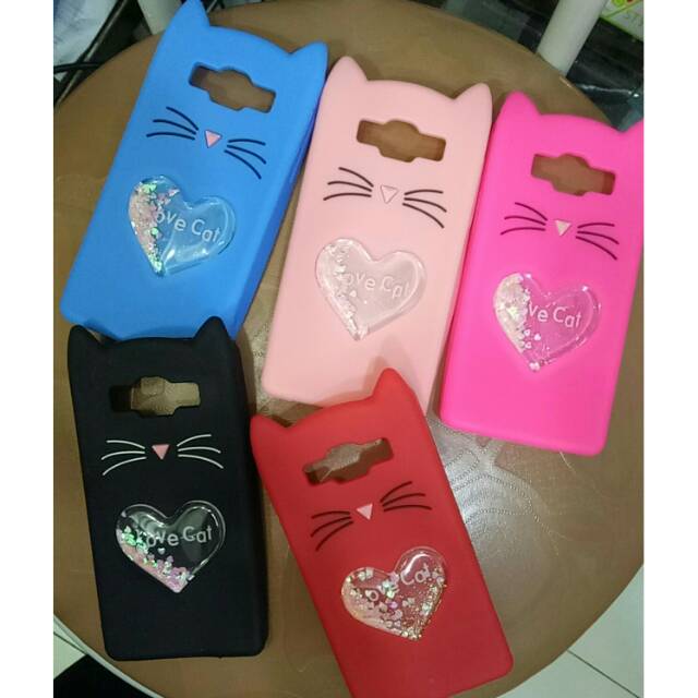 Softcase 3'D/ karakter boneka /case boneka kucing /cat gliter oppo A3S,vivo V11pro, samsung J5