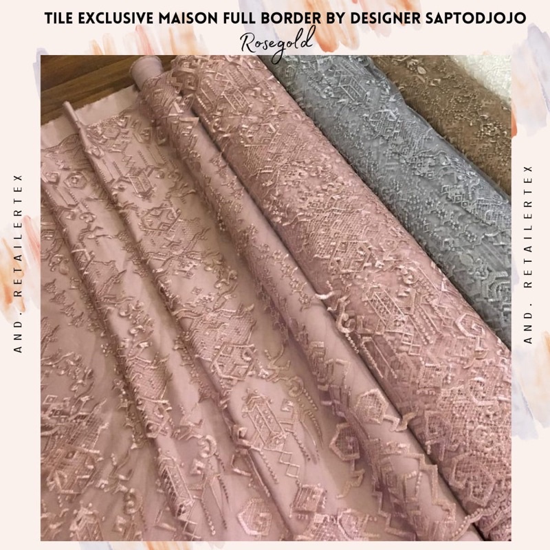 Bahan Kebaya Tile Exclusive Maison By Designer Sapto Full Bordir Warna Rose Gold