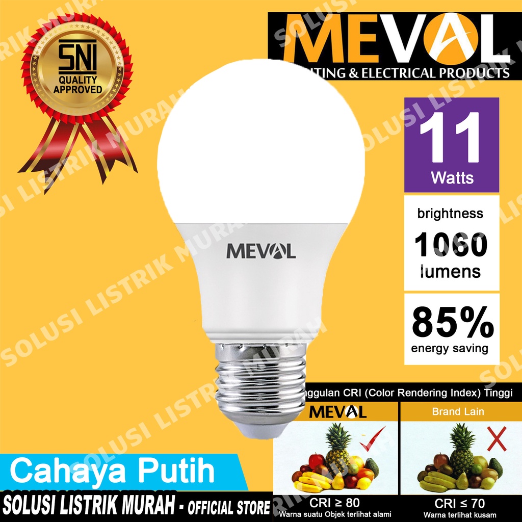 Meval Lampu LED Bulb Advance 11W - Putih