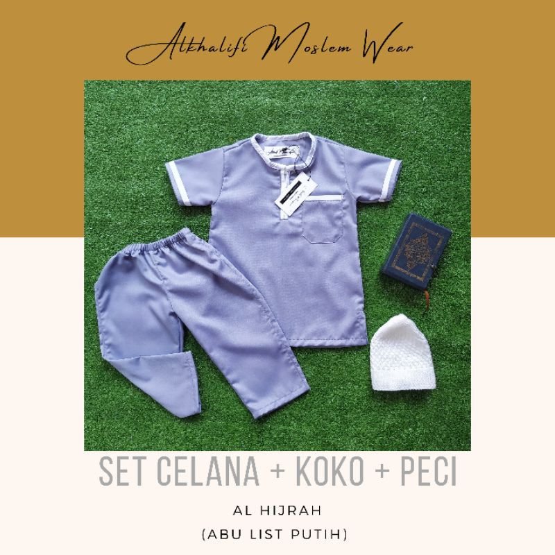 New Arrival SET KOKO AL HIJRAH (ABU LIST PUTIH) | Set Koko Anak Pakistan Bayi Balita by Alkhalifi