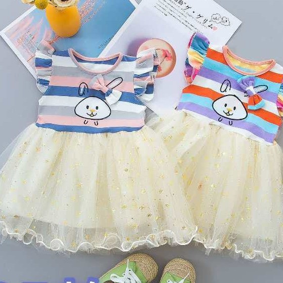LittleAaron DRESS RIBBON SALUR 925 EBV Baju Dress Anak Perempuan Import