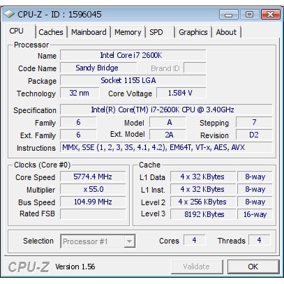 Processor Intel Core i7 2600K tray socket Not 2600