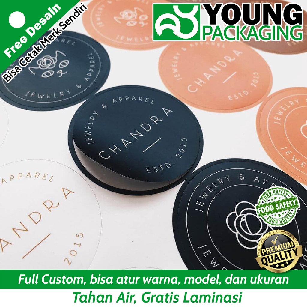 

Stiker produk custom label kemasan logo bulat / Stiker Vinyl ANTI AIR berkualitas