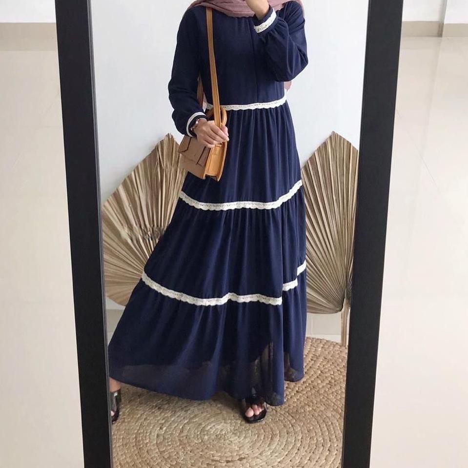 Sudah READY.. ( S M L XL XXL XXXL 5L ) Anindya maxy | GAMIS SUSUN RENDA