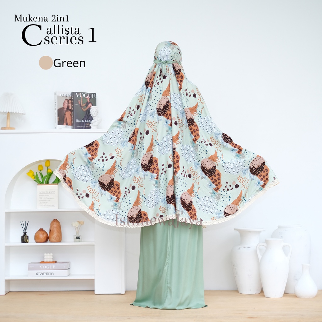 Mukena 2in1 Callista Premium Travelling || Mukena katun rayon Premium 2in1 Motif Bagus