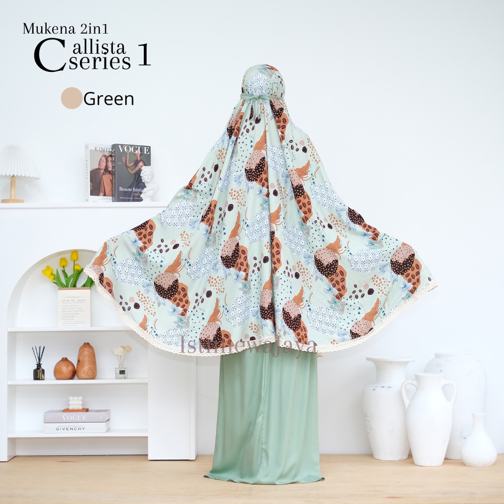 Mukena 2in1 Callista Premium Travelling || Mukena katun rayon Premium 2in1 Motif Bagus