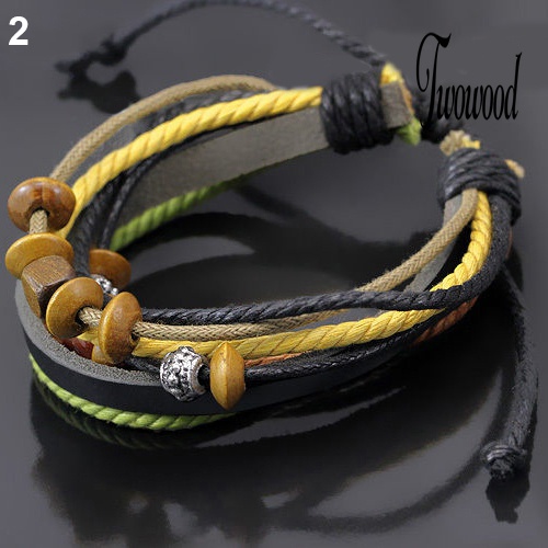 1pc Gelang Tali Rantai Manik-Manik Multilayer Bahan Kulit Imitasi Untuk Unisex Charms