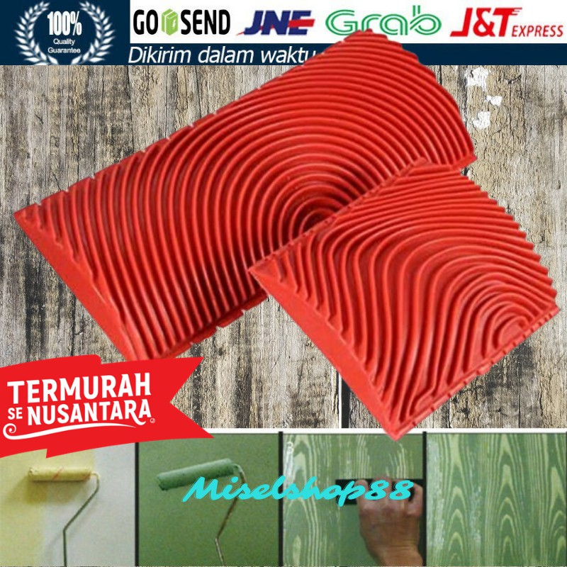 Isi 2 Kuas Cat Roll Karet Dinding Graining Rubber Efek Corak Motif Kayu Roller Paint Alat Kayu Wood