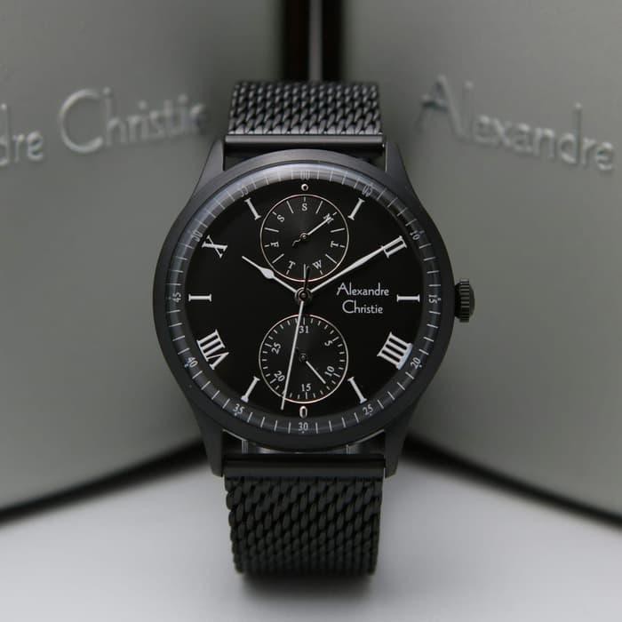 Jam Alexandre Christie Cowok AC 6437 Alexandre Christie AC6437 Full Black Original