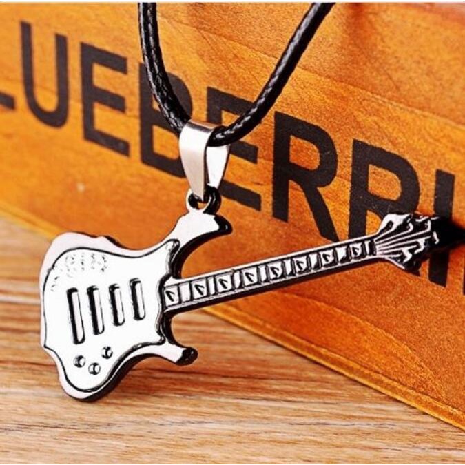 Korean Guitar Couple Necklace Music Lovers Stainless Steel Jewelry Necklace