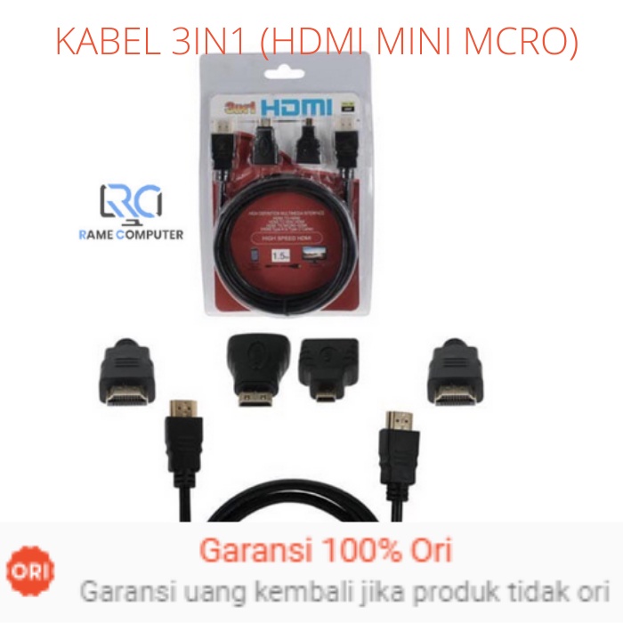 KABEL HDMI 3in1 HDMI TO HDMI + micro + Mini 1.5m