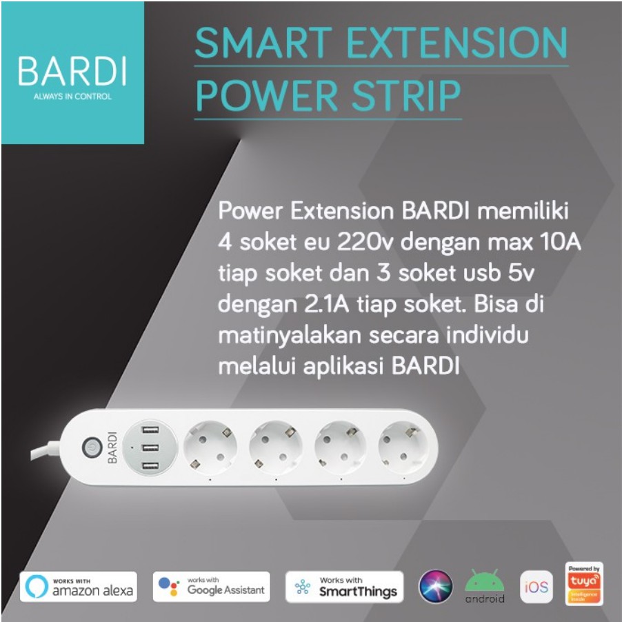 BARDI Extension Power Strip Stop Kontak Colokan Listrik USB Socket Ekstension Kabel Wifi