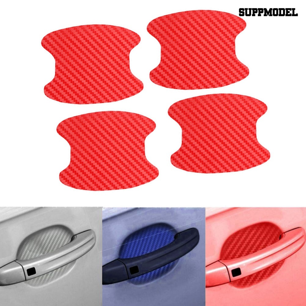 Car 4Pcs Stiker Film Pelindung Handle Pintu Mobil Universal Bahan Carbon Fiber Anti Gores