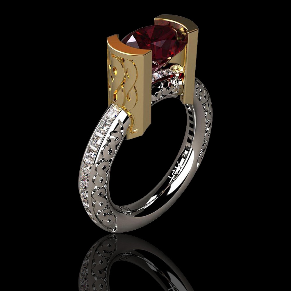 Hu Hu Hu Hu Hu Alat Bantu Pasang Kacamata♡ Perhiasan Cincin Jari Ruby Imitasi Warna Ganda Untuk Wanita