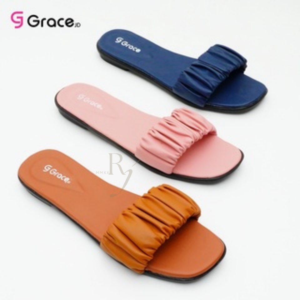 GRACE [CHIKA 01] Sendal Wanita Teplek Kerut/ Sandal Teplek Kokop Kerut/ Sandal Kerut Polos Ariel