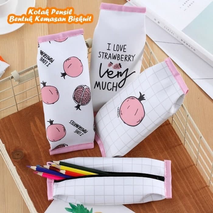 

018 Kotak Pensil Bentuk Kemasan Biskuit STRAWBERRY & DELIMA