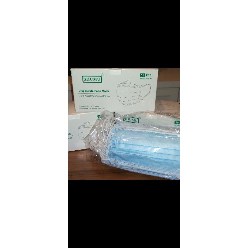 MASKER 3PLY MEDIS BEDAH MASKER 3 PLY EARLOOP DISPOSABLE MASK ISI 50 PCS SHUMU