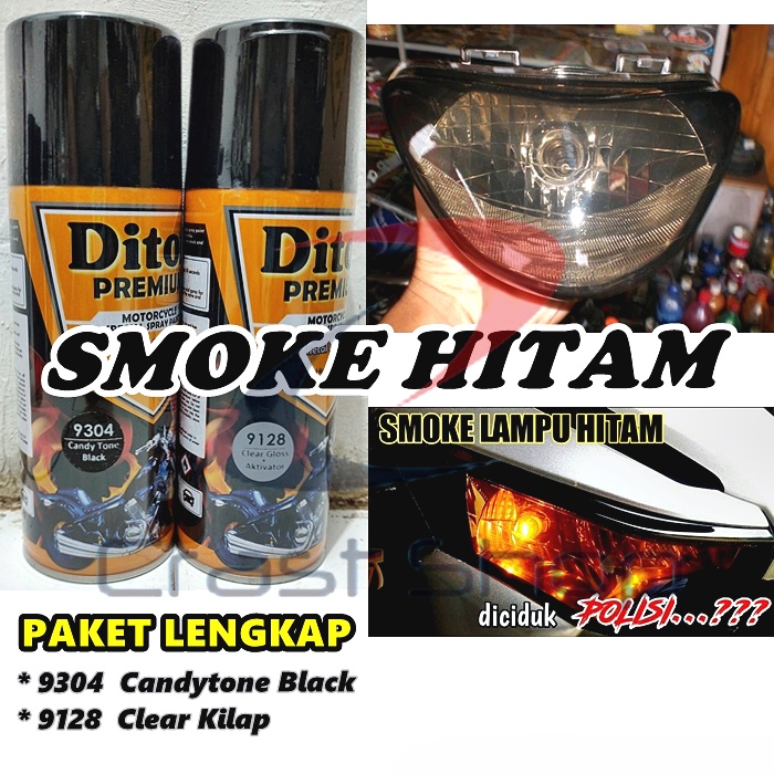 Paket Lengkap Cat Smoke Pilox Diton Premium 9304 Candy Tone Black warna Hitam Transparan 400cc pylox