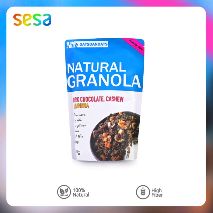 

Jual Oatsdanoats Natural Granola Dark Chocolate, Cashew & Banana 500Gr