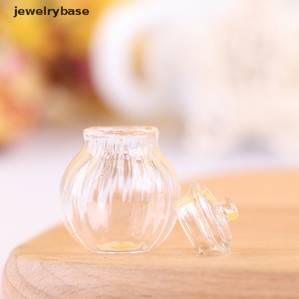 Base Mainan Miniatur Toples Permen Bulat Bahan Kaca Untuk Aksesoris Rumah Boneka 1: 12