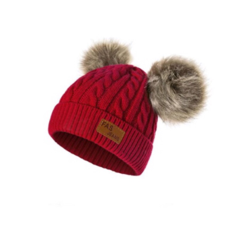 topi rajut pom pom - kupluk bayi premium- accecoris anak bayi-5