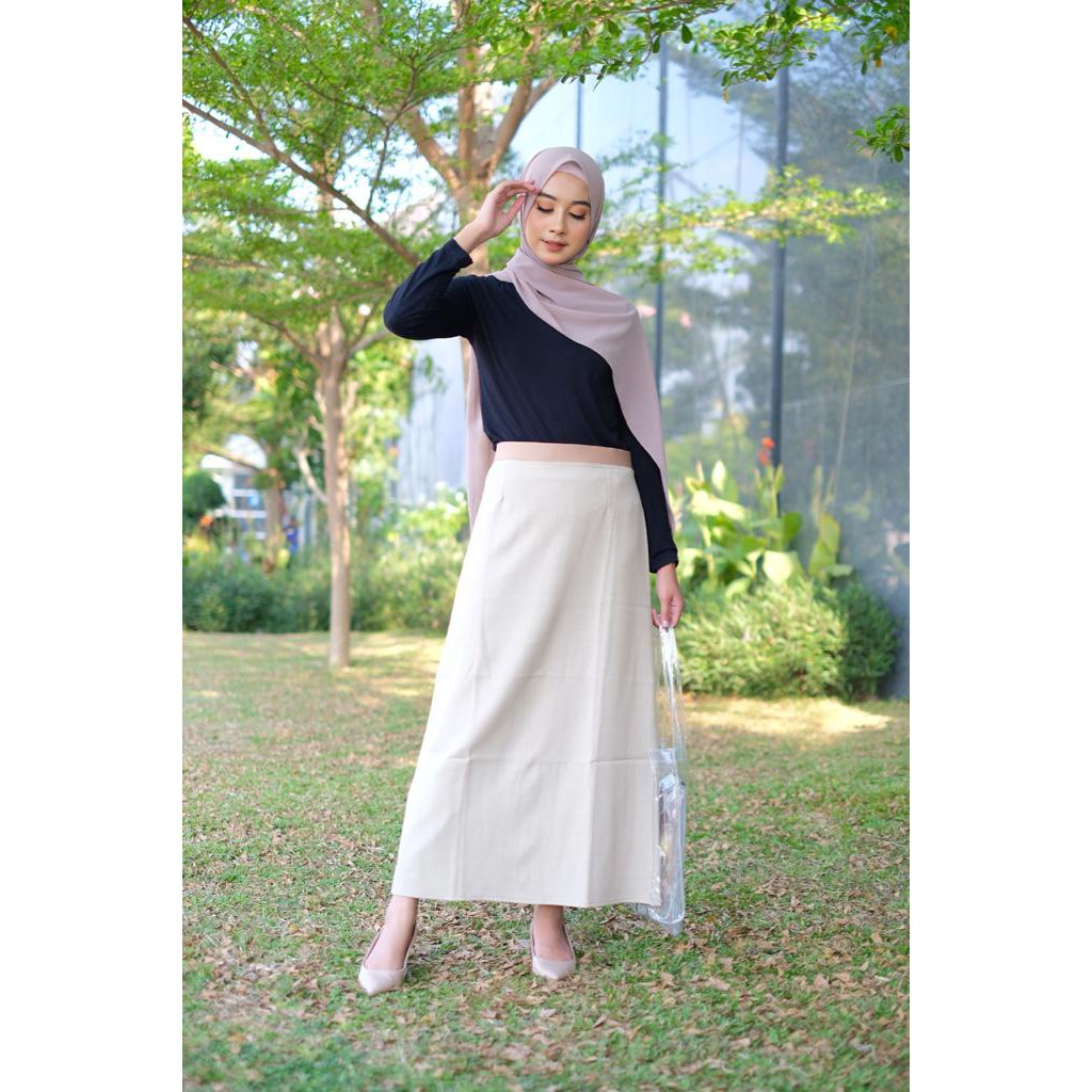 ROK KANTOR / WORK SKIRT - M L XL XXL L3 L4 L5 ROK FORMAL JUMBOSIZE - ROK KANTOR - MAHASISWA-ROK CREAM