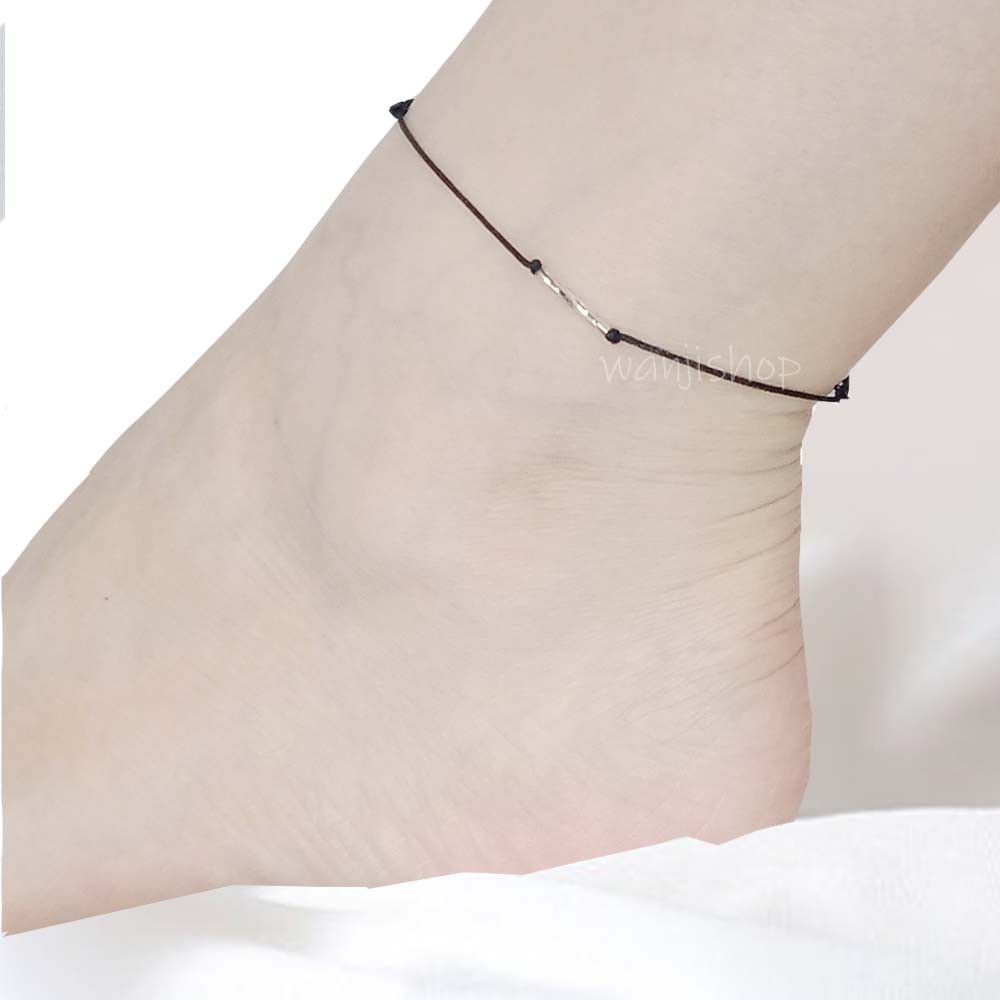 AB-01 Gelang Kaki Tiny Silver Ulir Super Simple Cute