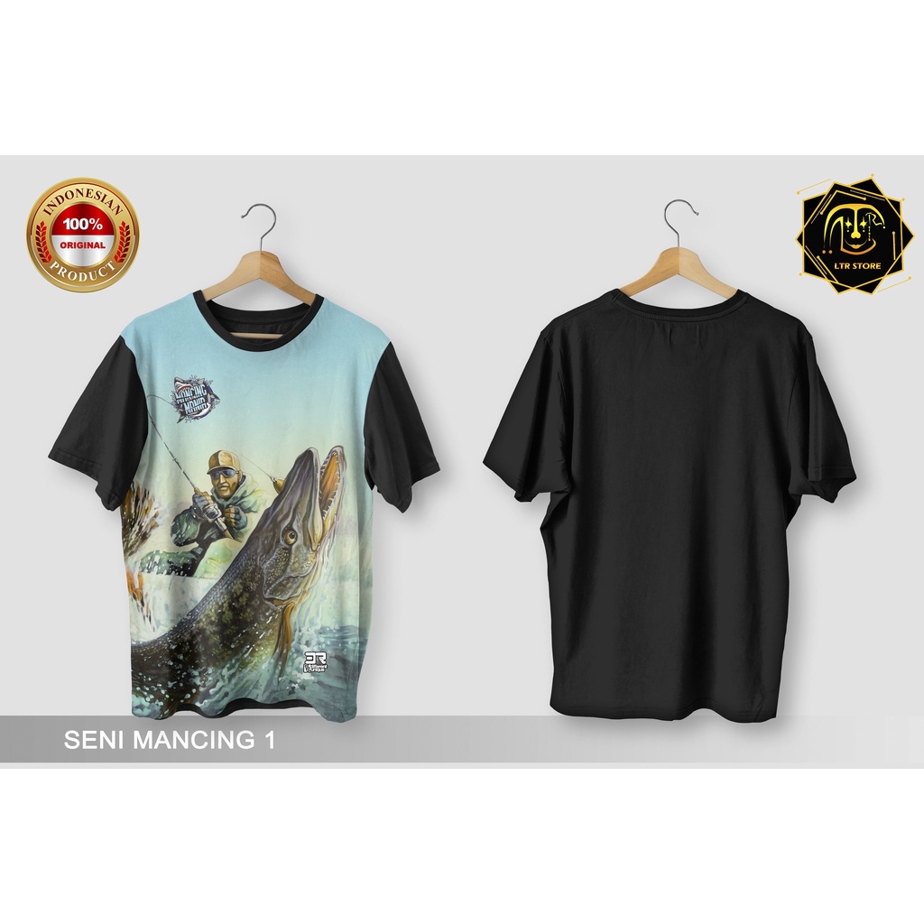 [ BAYAR DI TEMPAT ] BAJU PRINTING GAMBAR NEW FISHING SENI MANCING 1 - KAOS DISTRO ORIGINAL MOTIF HOB