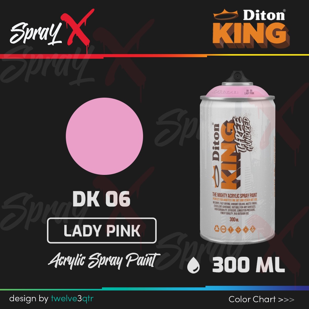DITON KING ACRYLIC LADY PINK DK 06 / PINK MUDA DK06 300ML - GRAFFITI PAINT DOFF