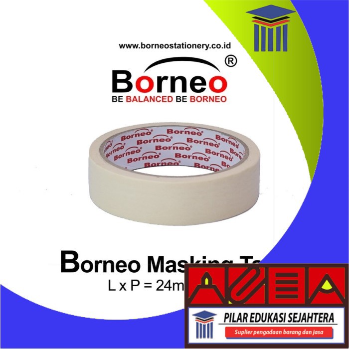 

ISOLASI KERTAS | MASKING TAPE BORNEO 24MM MURAH