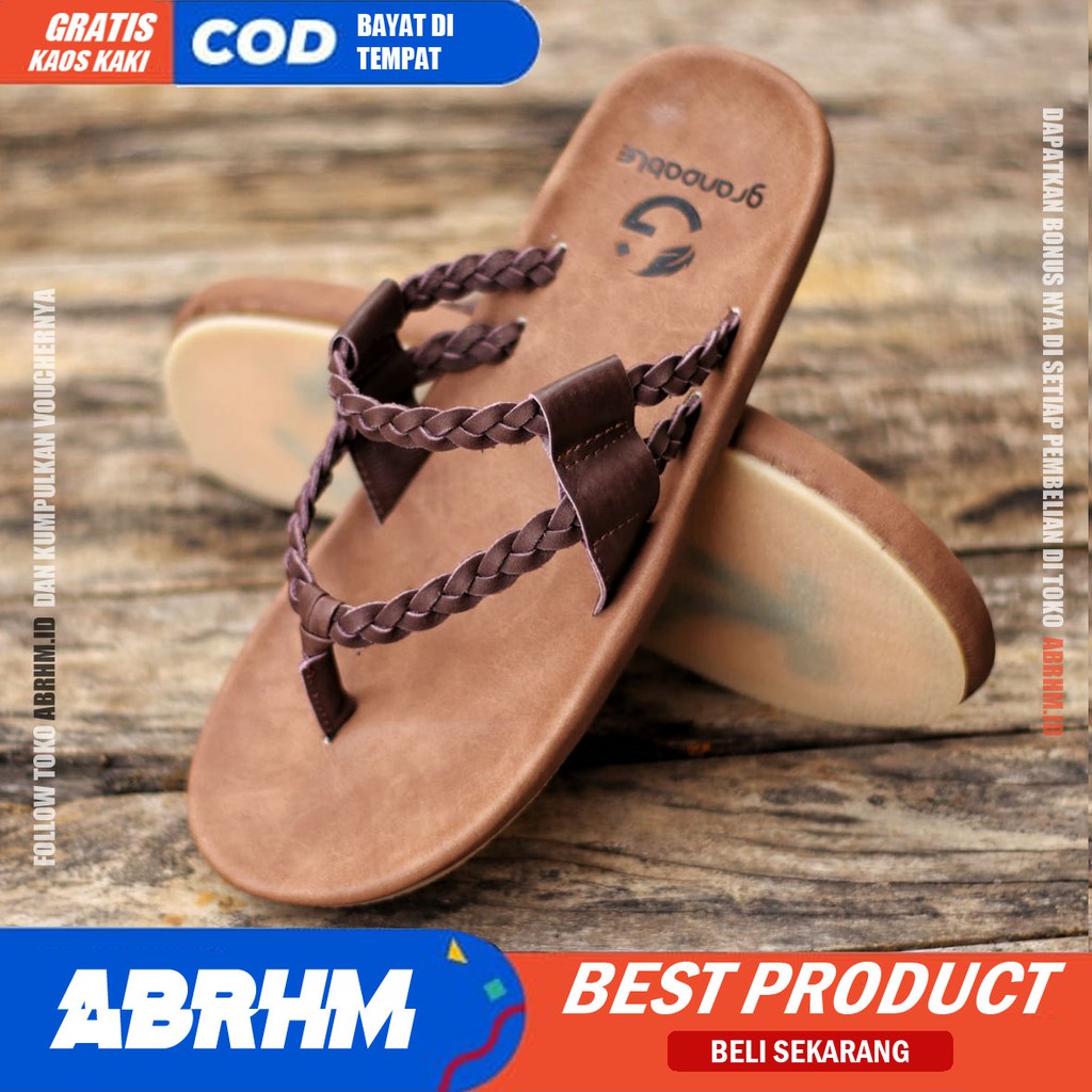 ABRHM x WIRSA Sandal Sendal Jepit Pria Kulit Asli