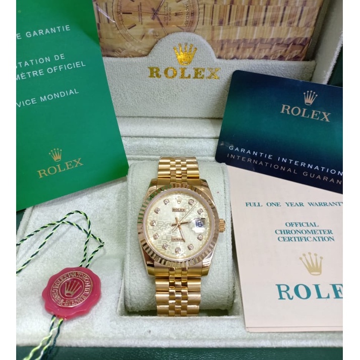Jam Rolex Automatic Wanita Tanggal Aktif Full Set Box Rolex Original (Buku, Id Card, Paper Bag)