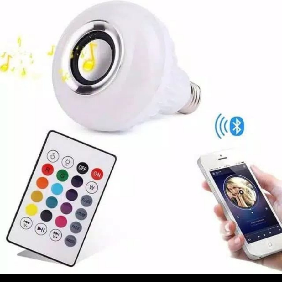 Bohlam Speaker Lampu RGB LED Wireless Bluetooth Smart Lamp Portable On