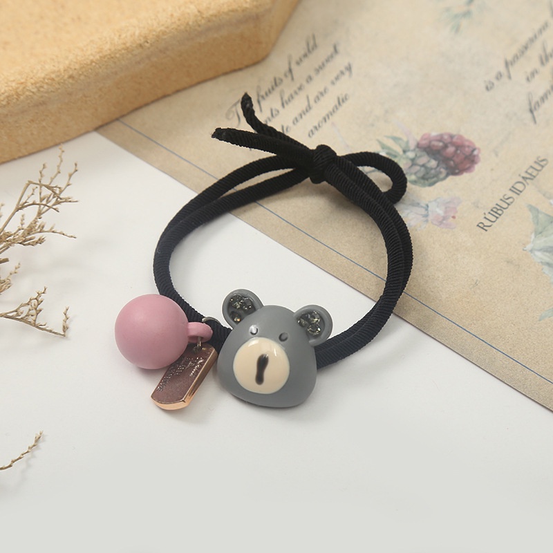 MURMURE.ID | KARET IKAT RAMBUT ALA KOREA MOTIF BERUANG BEAR HAIRTIE / IKAT RAMBUT MOTIF BERUANG HA146-BLACK