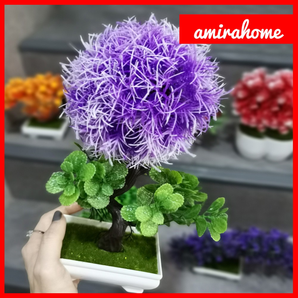 Tanaman Bonsai Buatan Untuk Dekorasi Rumah Pajangan Pohon Bulat