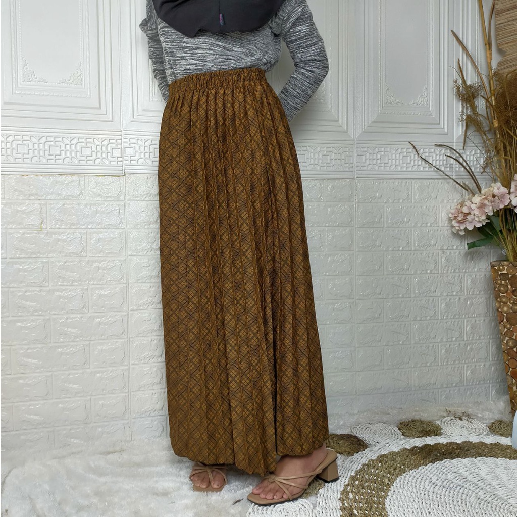 ROK PLISKET KLOK DEWASA MOTIF TARTAN/ROK PLISKET KOTAK-KOTAK SPANDEK WOL