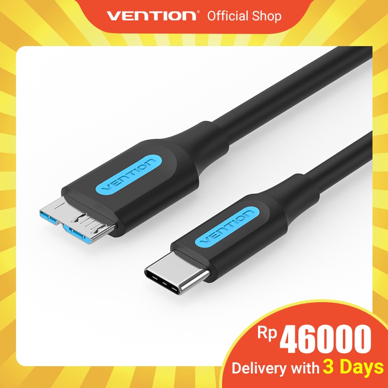 Vention Kabel Data / Charger Micro USB 3.0 Tipe C Male Ke Male Fast Charging Untuk Hard Drive / HDD / SDD