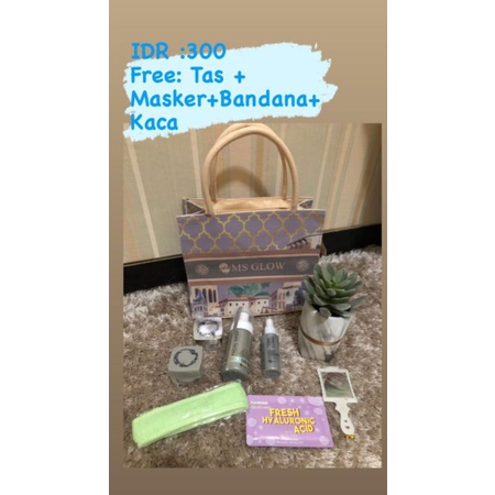 PAKET MS GLOW WHITENING/PAKT ACNE/PAKT LUMINOUS/PKET ULTIMA/FREE TMPT MAKEUP/TAS+MASKER+BANDANA+KACA