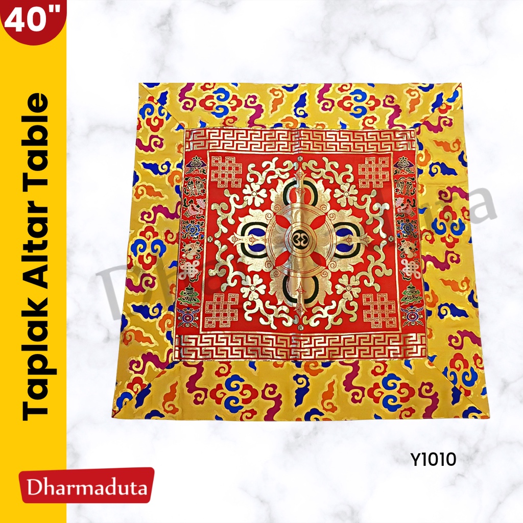 Kain Taplak Meja Warna Astamanggala 1 Meter Hiasan Buddhis Tibetan