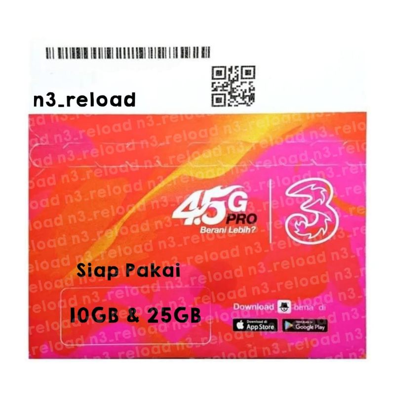 Perdana Tri 10GB &amp; 25GB Siap Pakai