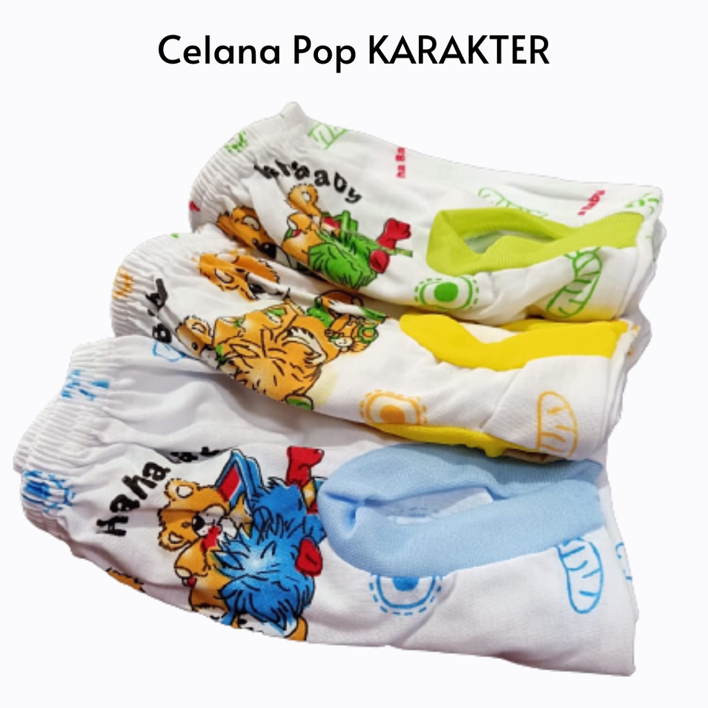 1 Pcs Celana Pop Bayi PUTIH KARAKTER Celana Kacamata Bayi Celana Baby Newborn Celana Poop Celana Kacamata Perlengkapan Bayi Baru Lahir