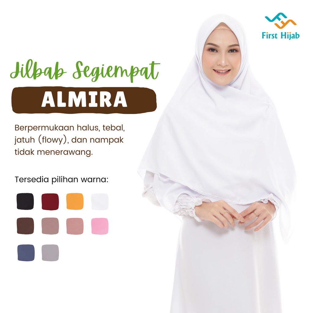 Hijab Segi Empat Syari Polos Terbaru Wolfis Premium 130x130 Putih Model Picot Almira