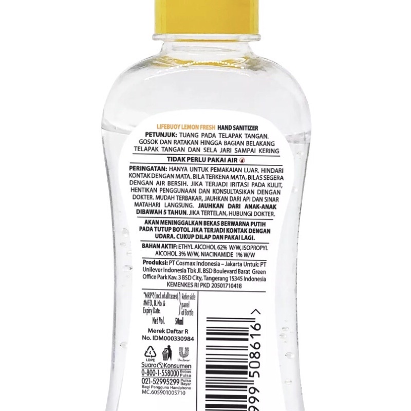 Lifebuoy Handsanitizer Skin Immunity Boosting Lemon Fresh - 50 ml