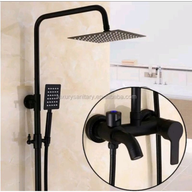 MURAH SHOWER TIANG COULUMN STAINLESS SET KAMAR MANDI CHROME HITAM BLACK MINIMALIS / SHOWER KAMAR MANDI / SHOWER TIANG / SHOWER COLUMN TIANG SET HITAM BLACK / SHOWER AIR PANAS / KRAN SHOWER MIXER COLOM KAMAR MANDI