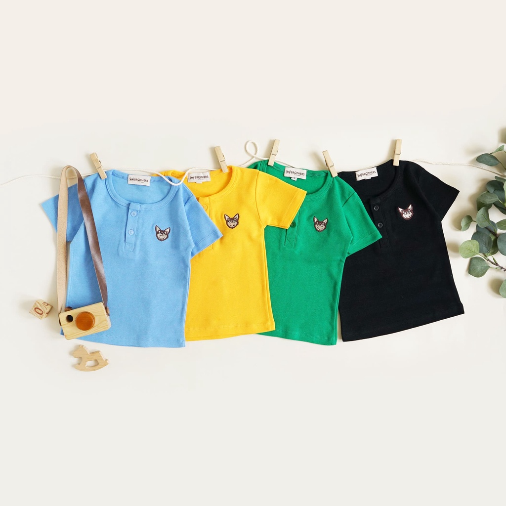 WOLF BUTTON TEE BROTHERS KIDS WEAR KAOS ANAK BAJU ANAK LAKI ATASAN ANAK WANGKI ANAK KEMEJA ANAK